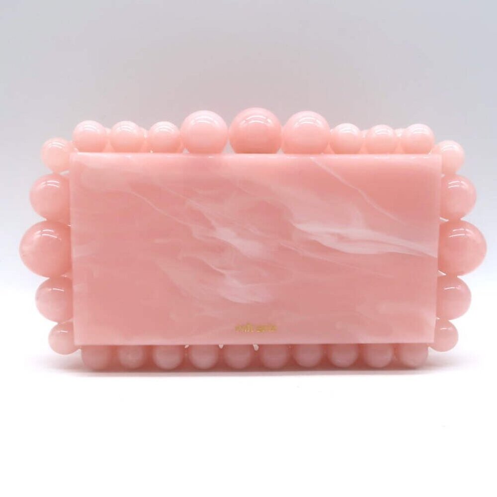Cult Gaia Eos Box Clutch Pearlescent Pink Acrylic NEW - Picture 3 of 12
